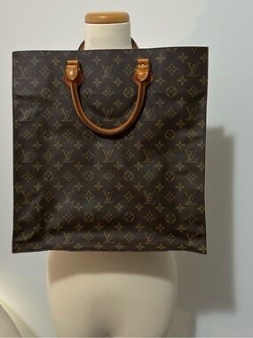 Louis Vuitton Vintage Monogram Sac Plat Tote Bag Brown